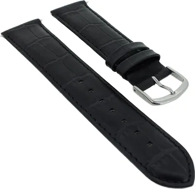 Produktbild von Herzog Louisiana Print > Uhrenarmband schwarz > Leder Krokooptik , Stegbreite:22mm, Schließe:Silbern