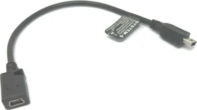 Produktbild von SYSTEM-S USB 2.0 Kabel 20 cm Mini B Stecker zu Buchse Adapter in Schwarz