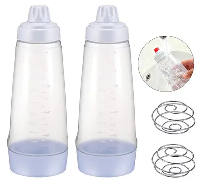Produktbild von Teigspender 2er Set mit Mischkugel, Pancake Dispenser BPA-frei, Teigmischer für Pfannkuchen, Muffins & Crêpes, tropffrei & leicht zu reinigen