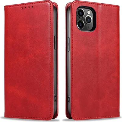 Produktbild von Handyhülle für Apple iPhone 11 Pro Kunstleder Flip Cover Hülle Handytasche Case Kartenfach Farbe: Rot