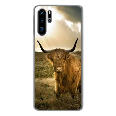 Produktbild von MuchoWow® Handyhülle Schutzhülle Hülle für Huawei P30 Pro Schottischer Hochländer - Sonne - Tiere Silikon Softcase Handy Hülle - Schutzdeckel