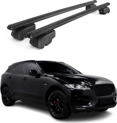 Zdjęcie produktu dla Poprzeczne relingi dachowe do Jaguara F-Pace (2017–2021) – czarne aluminium