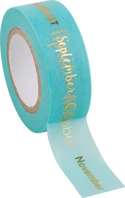 Produktbild von Rico Design Washi Tape 'Monate' Gold, 1,5 cm x 10 m, mit Monatsnamen bedruckt, Hot Foil