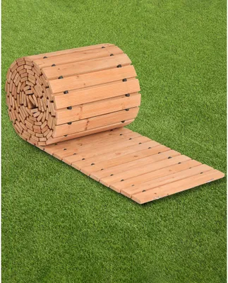 Produktbild von Rollweg Gartenweg Ausrollbarer Holzweg - Gartentritt Trittplatten 727x43cm - Ideal für Landschaftsgestaltung und Außenbereiche