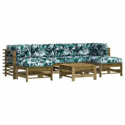 Produktbild von 7-tlg. Garten-Lounge-Set mit Kissen Imprägniertes Kiefernholz