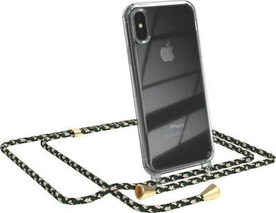 Produktbild von EAZY CASE Handykette kompatibel mit Apple iPhone X / XS, Handyhülle mit Umhängeband, Handykordel, Schutzhülle Clear, Band in Grün