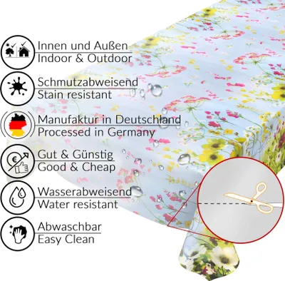 Produktbild von Tischdecke Wachstuch Blumen Grün Robust Wasserabweisend Breite 140 cm Länge 220 cm