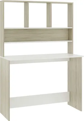 Obrázok produktu pre vidaXL Písací stôl s policami Biely dub Sonoma 110x45x157 cm