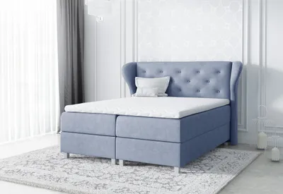 Produktbild von Polsterbett Eveli Blau 120 + gratis Topper