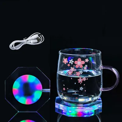 Productafbeelding van Led-onderzetter voor dranken - Oplaadbare oplichtende acryl onderzetter voor bar - Cocktail - Bier - Drank - Flesbeker
