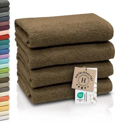Produktbild von 4er Set Handtücher aus Baumwolle, 50x100 cm, braun