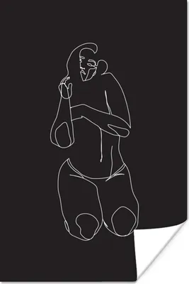 Produktbild von MuchoWow® Poster Linienkunst - Frauen - Modell 80x120 cm - Papierdruck