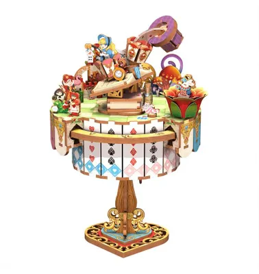 Image de Puzzle 3D, Boîte musicale Alice's Tea Party, bois, Tonecheer, 209 pièces