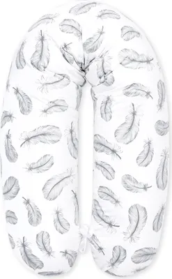 Produktbild von Amilian Stillkissen mit Füllung für klein Baby Schwangerschaftskissen zum Schlafen Baumwolle inkl. Bezug Größe 170cm Pregnancy Pillow; Daune Grau
