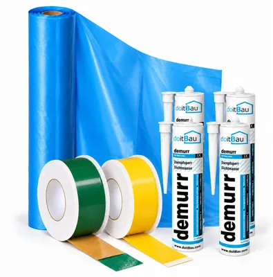 Produktbild von 100m² Dampfsperrset 2m x 50m Klebebänder 50mm Klebedichtmassen Dach