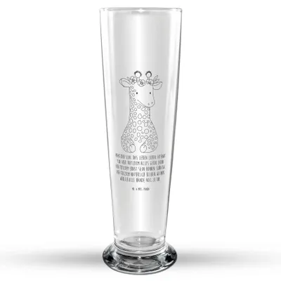 Produktbild von Mr. & Mrs. Panda Bierglas Giraffe Blumenkranz - Transparent - Geschenk, Trinkglas, Glasbecher, Afrika, Freundin, Glasbierglas, Abenteurer, Bier Glas, Selbstliebe