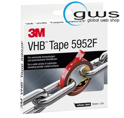 Produktbild von 3M VHB 5952F doppelseitiges Klebeband, 33 m x 9 mm, schwarz