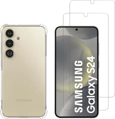 Image de Housse antichoc pour Samsung Galaxy S24 avec 2 protections d'écran en verre trempé Phonillico®