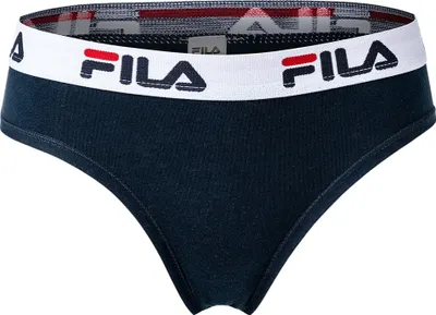 Produktbild von FILA Damen Slip - Regular Waist, Brief mit breitem Logo-Bund, Baumwolle, einfarbig marineblau XS (X-Small)