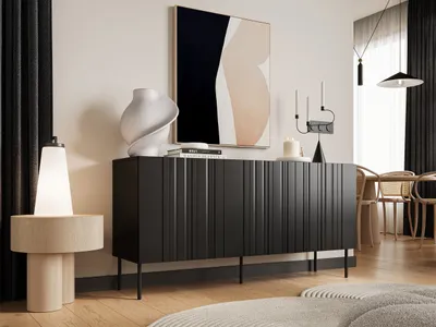 Obrázek produktu pro Moderní komoda s dvířky KERENS - matná černá