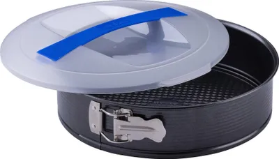 Produktbild von Zenker Springform Ø 26 cm mit Deckel PURE, Backform mit Antihaftbeschichtung, runde Kuchenform mit Flachboden, to go Backform (Farbe: schwarz)