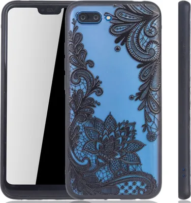 Produktbild von Handy Hülle Mandala für Huawei Honor 10 Design Case Schutzhülle Motiv Blüte Cover Tasche Bumper Schwarz