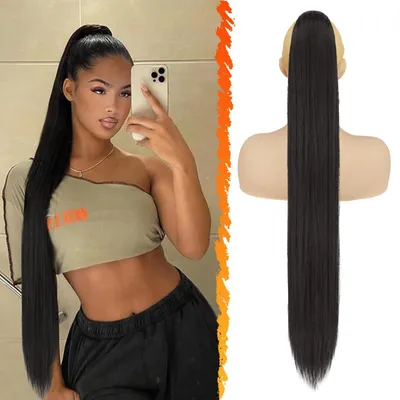 Immagine prodotto di Estensioni per capelli a coda di cavallo, lunghezza 86 cm, colore nero