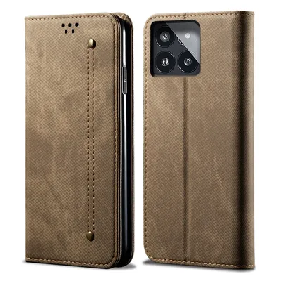 Produktbild von Hülle für Xiaomi Redmi K70E Leder Brieftasche Flip Bookstyle Schutzhülle mit Standfunktion Khaki