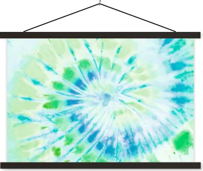 Produktbild von MuchoWow® Textilposter Krawattenfärbung - Grün - Blau 150x100 cm mit schwarzem Rahmen - Schlafzimmer