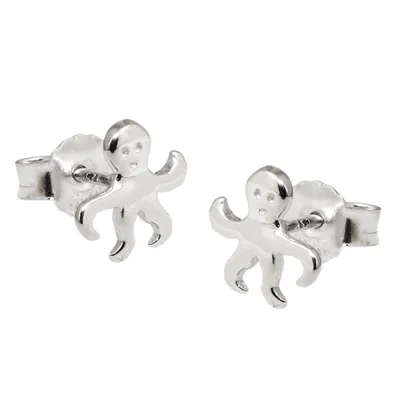 Produktbild von Ohrstecker Ohrring 8x9mm Krake glänzend rhodiniert Silber 925 silber 8x9mm