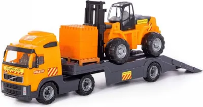 Produktbild von WADER Volvo Lastwagen LKW Tieflader mit Gabelstabler und Baustein Mix