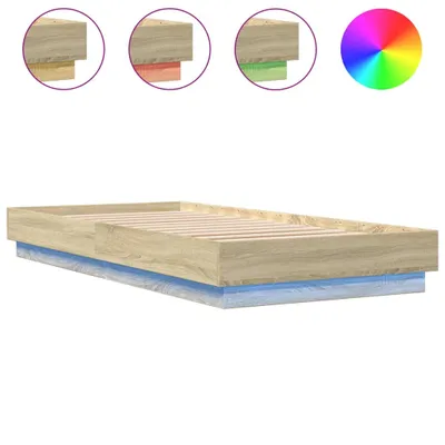 Zdjęcie produktu dla Rama łóżka z oświetleniem LED, dąb sonoma, 90x200 cm