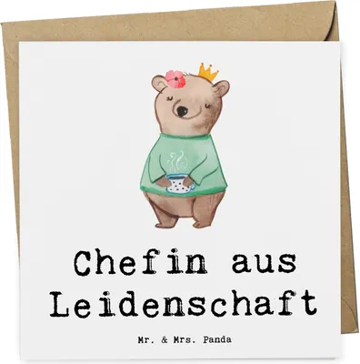Produktbild von Mr. & Mrs. Panda Glückwunschkarte Chefin Leidenschaft - Weiß - Geschenk, doppelkarte, Witzig, Klappkarte, faltkarte, CEO, anlasskarte, Spruch, Lustig, Beste, Grußkarte