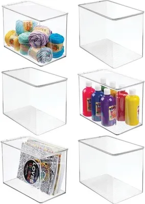 Produktbild von Aufbewahrungsbox Organizer mit Deckel  6er Set stapelbar mDesign transparent