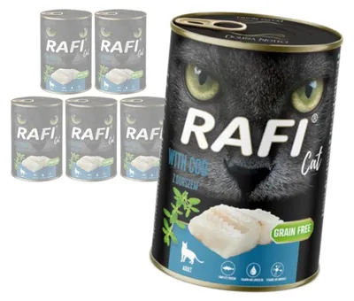 Zdjęcie produktu dla Rafi Cat Adult 6x400g Bezzbożowa Mokra Karma Dla Kota Z Dorszem