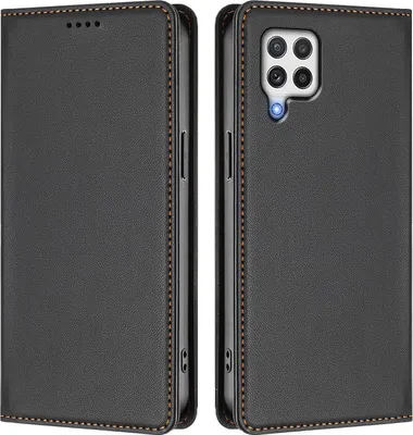 Image de Étui en cuir pour Samsung Galaxy A22 4G, étui à rabat magnétique en cuirPolyuréthaneavec support, noir