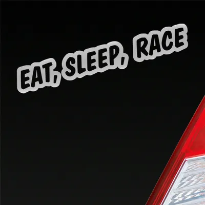 Produktbild von Auto Aufkleber Eat, Sleep, Race Tuning Rennen Car Schriftzug 19,5x3 cm Silber Sticker Heckscheibenaufkleber