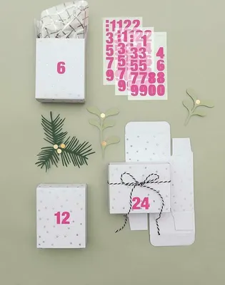 Produktbild von Adventskalender Boxen, Weiss/Irisierend