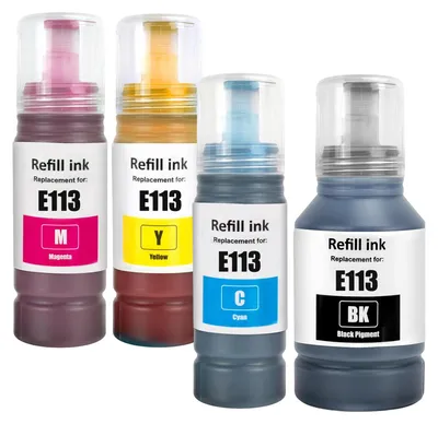 Productafbeelding van LAIPENG 113 Inktpatroon, compatibel met Epson 113, geschikt voor de volgende EcoTank modellen: ET-16150, ET-16600, ET-16650, ET-16680, ET-5150, ET-5160, ET-5170, ET-5800, ET-5850, ET-5880 Pro, ET-15000, ET-5800, ET-5850, ET-5880 printers (zwart/cyaan/magenta/geel)