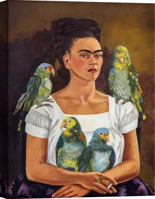 Zdjęcie produktu dla Obraz na płótnie - Frida Kahlo - Ja i moje papugi, 1941 - 60 x 40 cm
