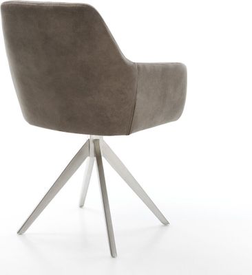 DELIFE Drehstuhl Pejo-Flex Taupe Vintage Kreuzgestell kantig Edelstahl 180° drehbar