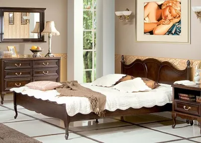 Produktbild von Casa Padrino Luxus Jugendstil Doppelbett Dunkelbraun 194 x 214,2 x H. 107,5 cm - Elegantes Massivholz Bett - Barock & Jugendstil Schlafzimmer Möbel