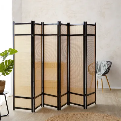Produktbild von Homestyle4u Paravent Raumteiler 6 teilig Holz Braun Bambus Natur
