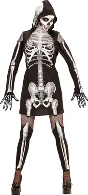 Produktbild von Skelettlady Kleid mit Kapuze S