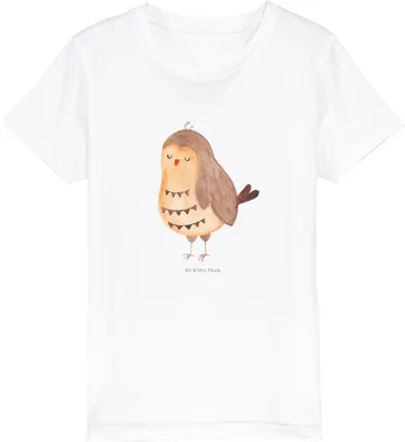 Produktbild von Mr. & Mrs. Panda Kleinkinder T-Shirt Eule Zufrieden 7-8 Jahre (122/128) - Weiß - Geschenk, Kleinkind, Romantisch, Teenager, Wortspiel Lustig, Owl, glücklich, Kindershirt