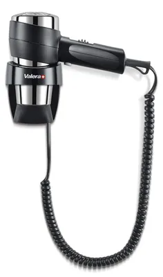 Image de Sèche-cheveux mural - 1600 W - Noir et chrome - Support mural - Avec embout
