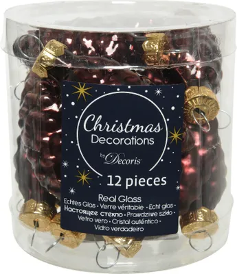 Produktbild von Christbaumschmuck Zapfen 6cm Glas 12 Stück - Rotholz