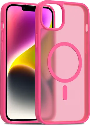 Image de Coque magnétique pour iPhone 13 / iPhone 14, compatible MagSafe, dos translucide mat, résistant aux chocs Rose