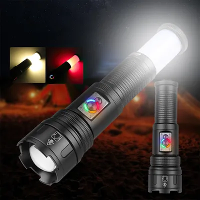 Produktbild von Helle 2800 Lumen LED-Taschenlampe, USB-C aufladbar, 10 Modi, wasserdicht IPX4, Zoom, Outdoor