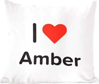 Produktbild von MuchoWow® Zierkissen Sofakissen Wohnzimmer Dekokissen 40x40 cm Ich liebe - Amber - Girl - Foto Kissen - Schlafzimmer Dekoration